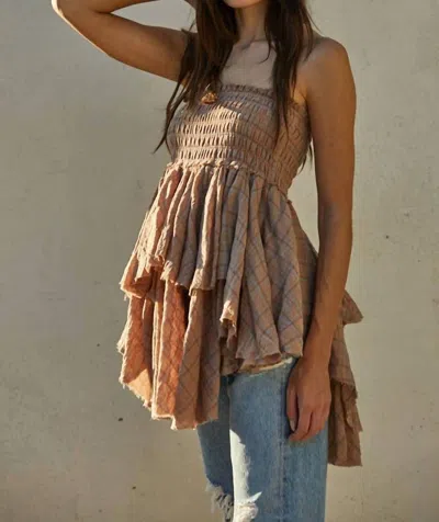 By Together Woven Cotton Gauze Ruffle In Brown