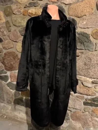 Love Token Women's Tracy Faux Fur Coat With Suede Lining In Black