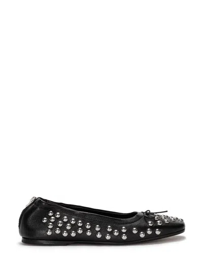 Golden Goose Amy Ballet Flats In Black Nappa Leather With Silver Colored Studs