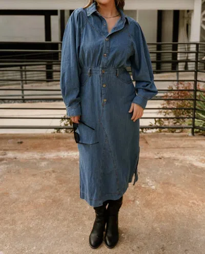 How Very Loved Tianna Denim Midi Dress In Blue