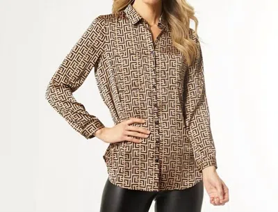 Coco + Carmen Nadja Printed Blouse In Black/brown