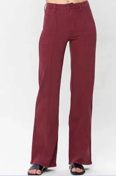 Judy Blue High Waist Front Seam Garment Dyed Jean In Burgundy