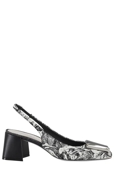 Shop Roberto Festa Slingback Juin With Sculptural Heel And Jacquard Detailing