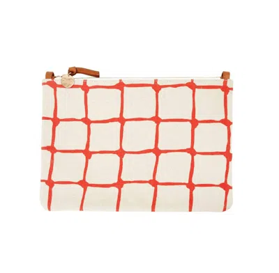 Clare V Flat Clutch With Tabs In Natural & Poppy