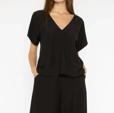 Ripley Rader Satin Crepe Everyday V Neck Blouse In Black