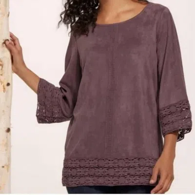 Joh Suede 3/4 Sleeve Shirt In Plum