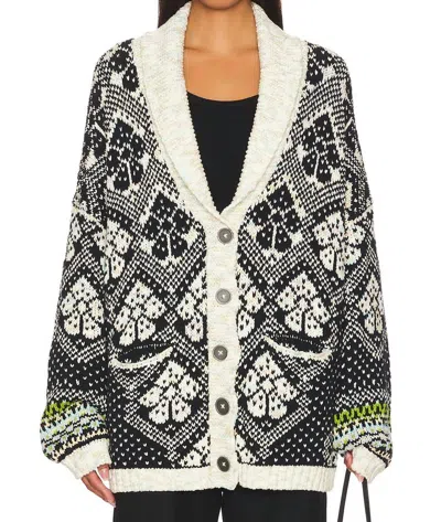 Free People Sasha Cardigan In Onyx Blossom Combo