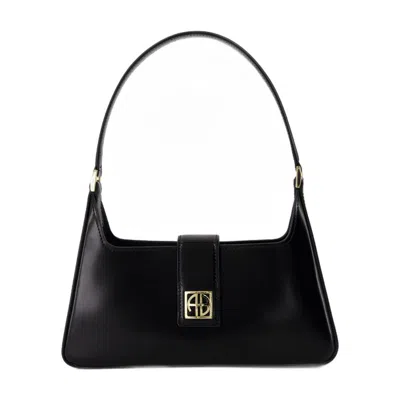 Anine Bing Lou Shoulder Bag In High-shine Black