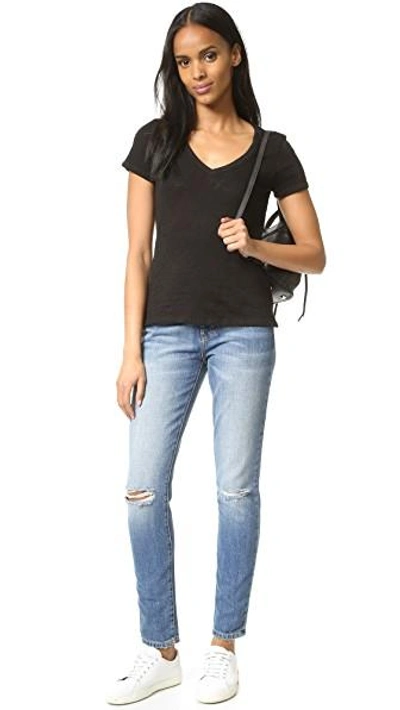 Atm Anthony Thomas Melillo Schoolboy V Neck Tee In Black