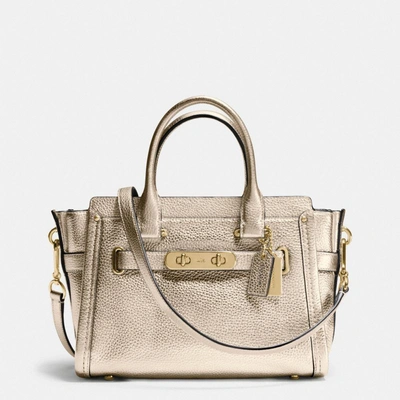 Coach Swagger Satchel 21 In Metallic Pebble Leather In : Light Gold/platinum