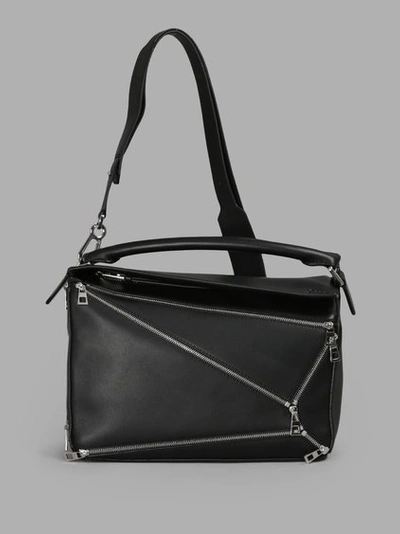 Shop Loewe Women's Black Puzzle Zips Bags