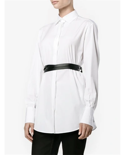 Shop Valentino Belted Cotton Poplin Shirt