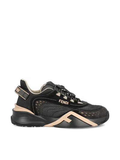 Fendi Flow Black Mesh And Suede Low Tops
