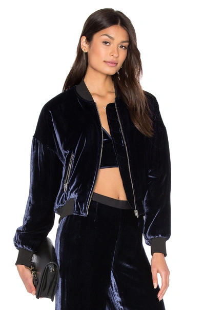 Shop Alexander Wang T Silk Velvet Batted Bomber In Navy