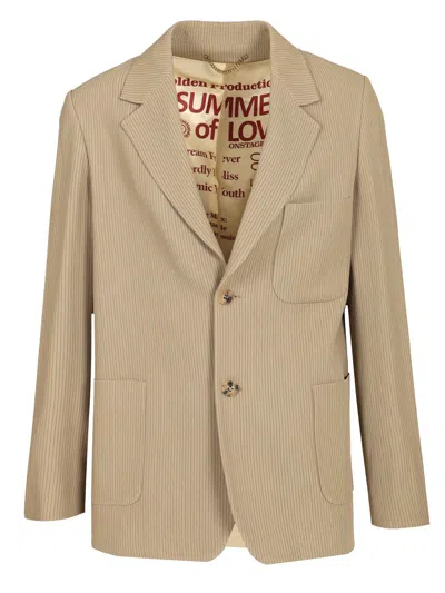 Golden Goose Journey Ms Decontructed Jacket Lowell Pinstripe Blend Viscose Fabric