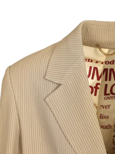 Golden Goose Journey Ms Decontructed Jacket Lowell Pinstripe Blend Viscose Fabric