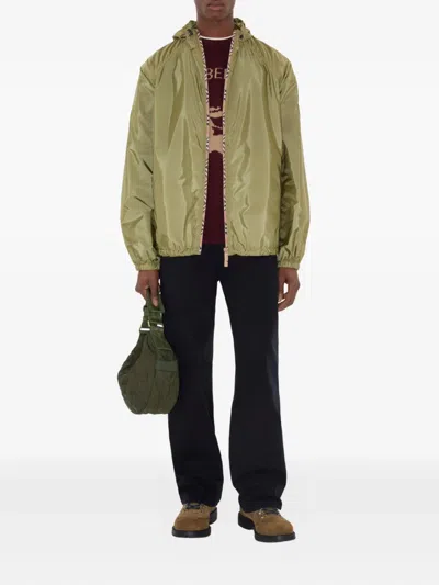 Burberry Men Nylon Jacket With Ekd Patch In Green
