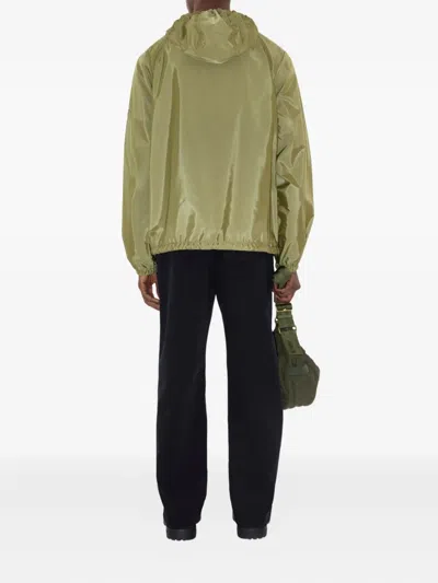 Burberry Men Nylon Jacket With Ekd Patch In Green
