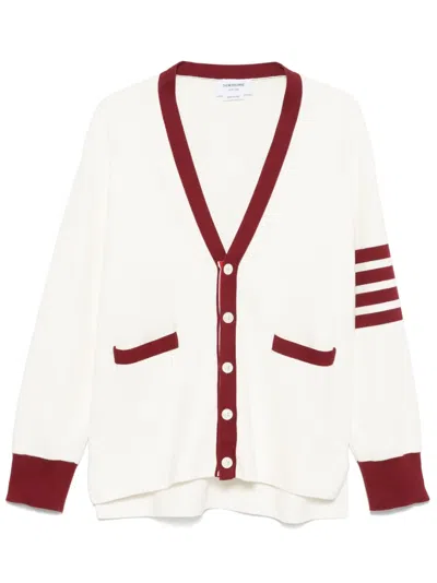 Thom Browne Off-white Milano Stitch 4-bar V Neck Rugby Cardigan