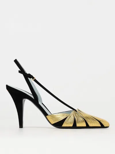Valentino High Slingback Foliefoliage Black And Gold