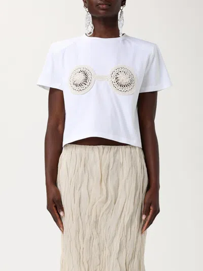 Magda Butrym Embellished Jersey T-shirt In White