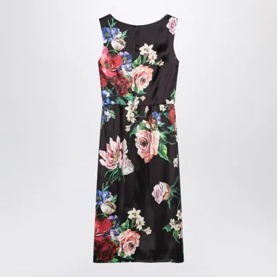 Dolce & Gabbana Floral Print Stretch Satin Dress In Bfioriantichifner