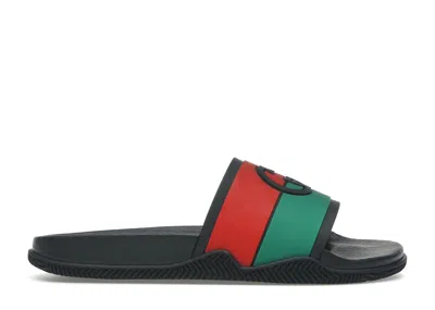 Pre-owned Gucci Slides Interlocking G (women's) Sneakers In Black/red/green In Multi
