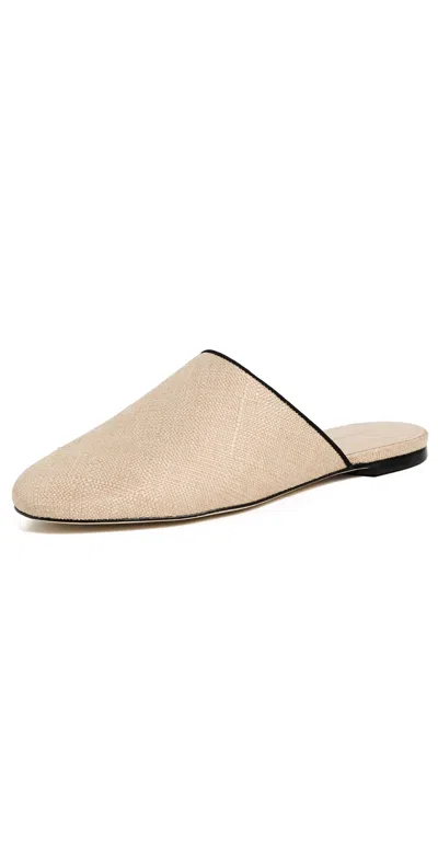 Larroude Venice Flat Mules Beige/black