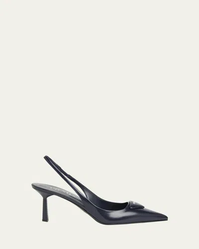Prada Patent Padded Triangle Slingback Pumps In Multi