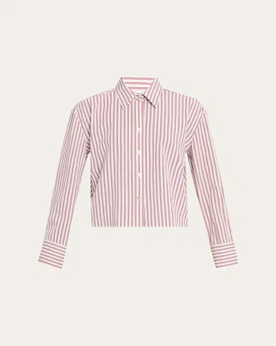 Vince Stripe Cropped Button-front Shirt