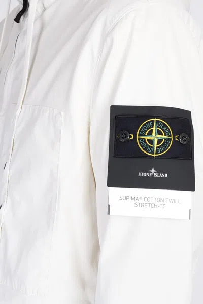 Stone Island Hooded Parka In White