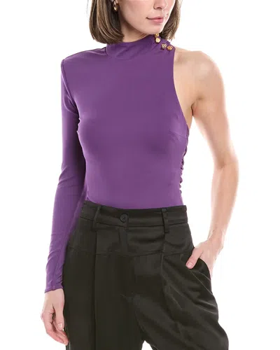 Elisabetta Franchi Asymmetrical Bodysuit In Purple