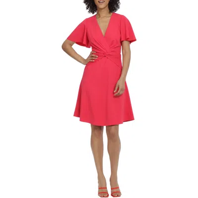 Maggy London Womens Gathered Polyester Fit & Flare Dress