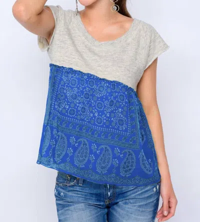 Ivy Jane Bandana Babydoll Top In Blue/ Grey
