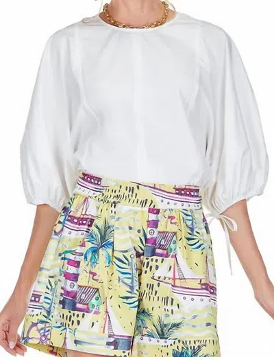 Joy Joy Puff Sleeve Top In White In White