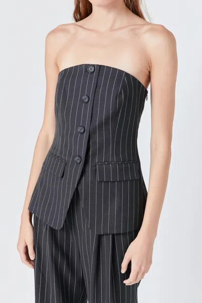 Grey Lab Strapless Vest Top In Charcoal