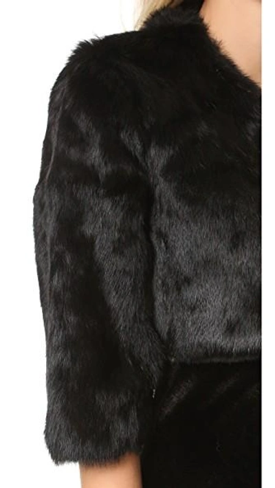 Shop Adrienne Landau Little Fur Jacket In Black