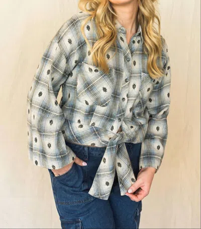 Ivy Jane Plaid Tie Top In Blue