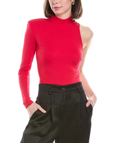 Elisabetta Franchi Asymmetrical Bodysuit In Red