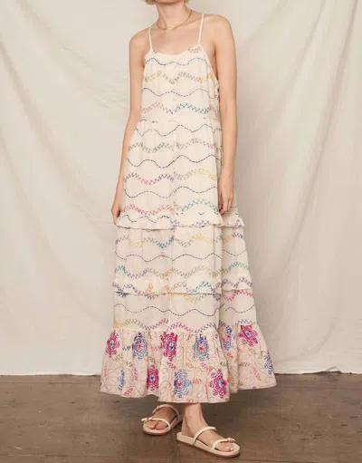 En Creme Embroidered Tiered Maxi Dress In Multicolor