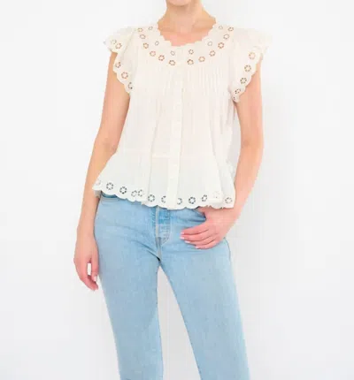 Flora Bea Bria Top In Ivory Mist