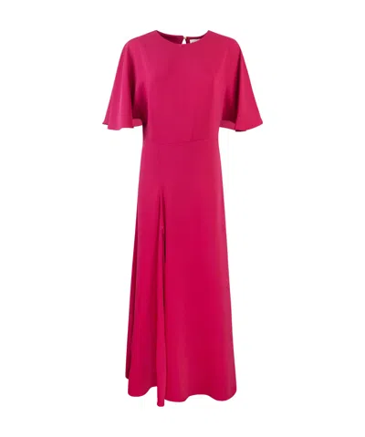 P.a.r.o.s.h Maxi Dress With Flutter Sleeves And Keyhole Back In Pink