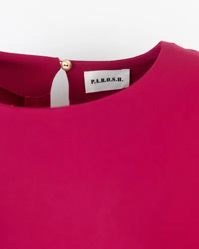 P.a.r.o.s.h Maxi Dress With Flutter Sleeves And Keyhole Back In Pink