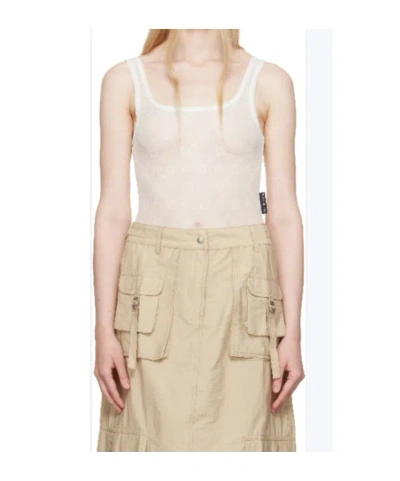 Marine Serre White Recycled Mesh Flock Bodysuit