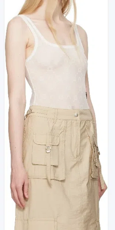 Marine Serre White Recycled Mesh Flock Bodysuit