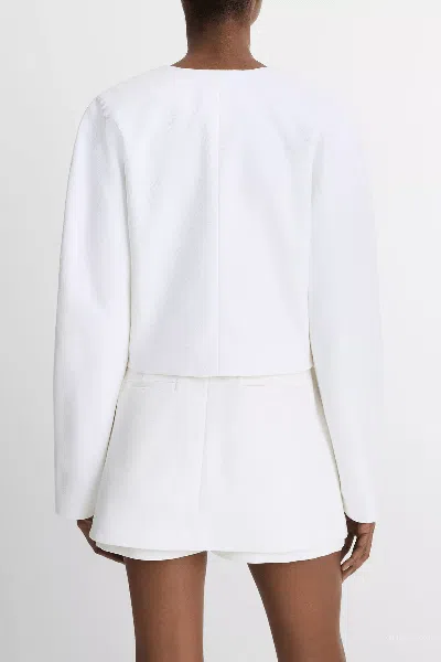 Vince Italian Cotton Collarless Jacket In Optic White (copy)