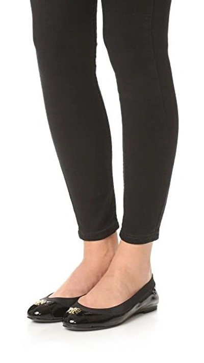 Tory Burch Jolie Cap Toe Leather Ballet Flats In Black