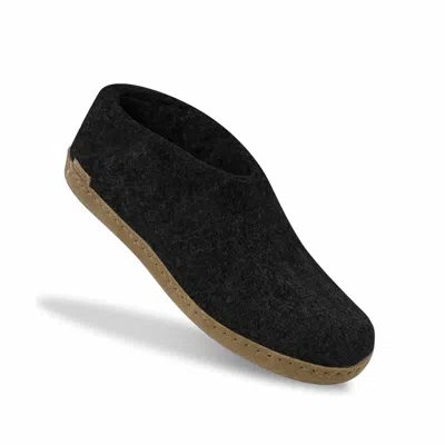 GLERUPS UNISEX SLIPPERS WITH LEATHER SOLE IN CHARCOAL 