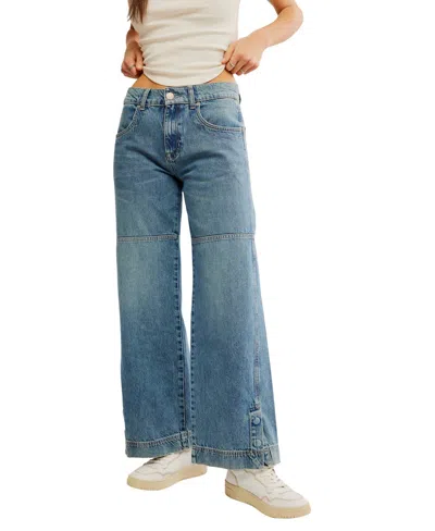 Free People Benji Relaxed Wide Leg Jeans In Salt Of The Earth