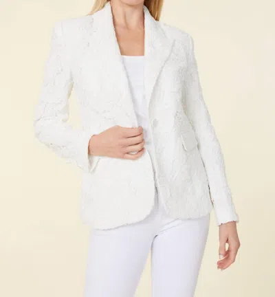 Dolce Cabo Floral Lace Tailored Blazer In White